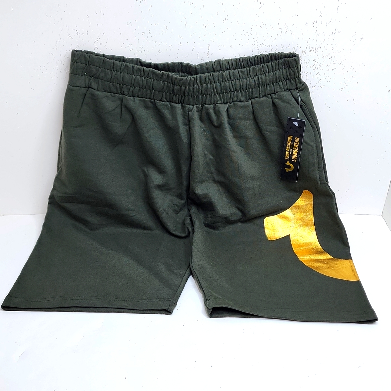 True Religion Shorts Dark Green With Gold Logo